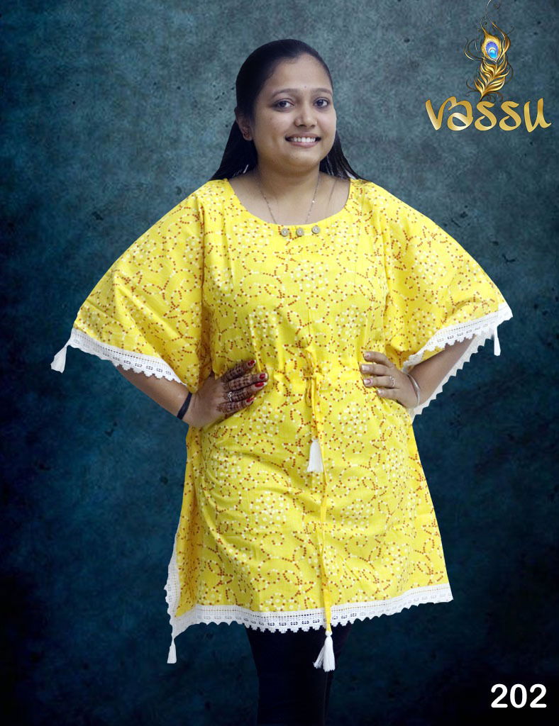 Vassu Kaftan 2 Stylish Casual Wear Cotton Printed Ladies Top Collection
